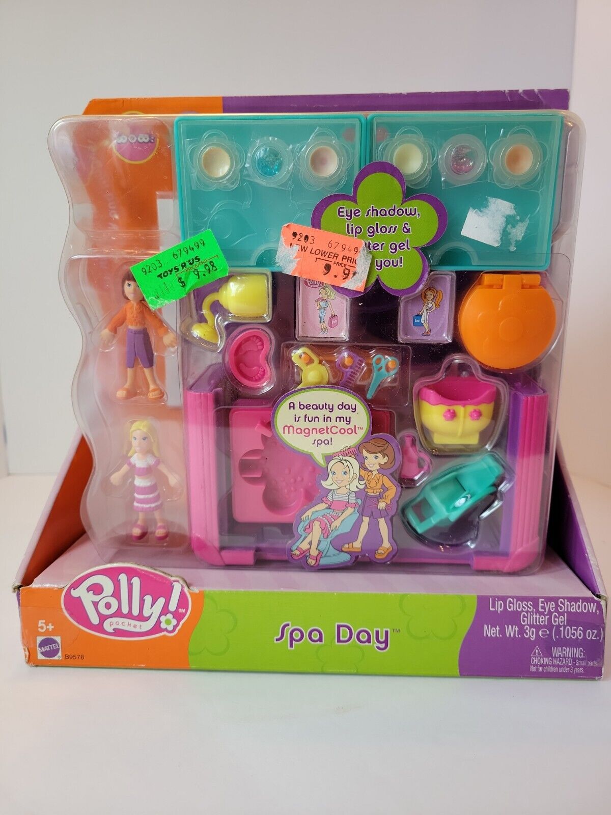 Polly Pocket Spa Day Playset with Eye shadow, lip gloss  glitter gel. 