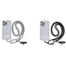 Universal Phone Lanyard Pair: Silver  Black Bundle