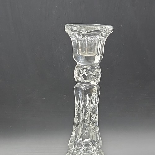 Elegant Pressed Glass Candle Holder Set Of 2 Wedding 8.5" - Picture 4 of 7