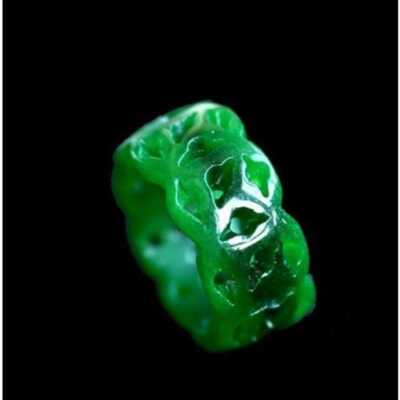 Anello In Giada Cinese Pietra Solida – Fascia Sottile In Pietra Grezza, Unisex, Design Moderno, Colore Verde, Misura 22mm