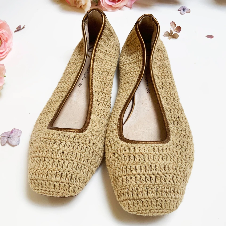 HOUSE OF HARLOW 1960 KELLY Natural and Bronze size 38.5 Flat Shoes Foto 2 de 4
