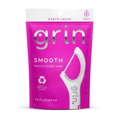Earth Lovin' 6-Pack Grin Smooth Gentle Floss Tape 75 Flosspyx (450 Picks Total)