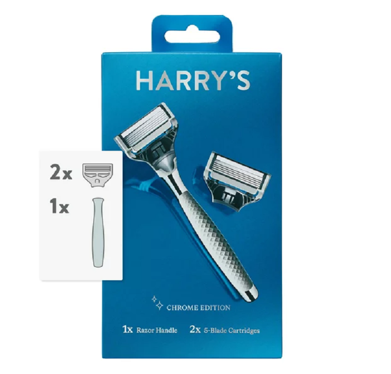 HARRY MEN'S 5-BLADE MANUAL RAZOR HANDLE, 2 REFILLS, CHROME | eBay