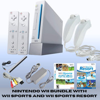 Nintendo Wii Console Kit Wii Sports And Wii Sports Resort 2 Remotes + Cables