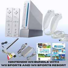Nintendo Wii Console Kit Wii Sports And Wii Sports Resort 2 Remotes + Cables