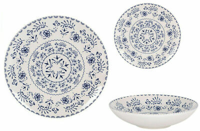 6 teiliges Geschirrset BLUR Teller Set Tafelservice Tafel + Schüsseln + Dessert