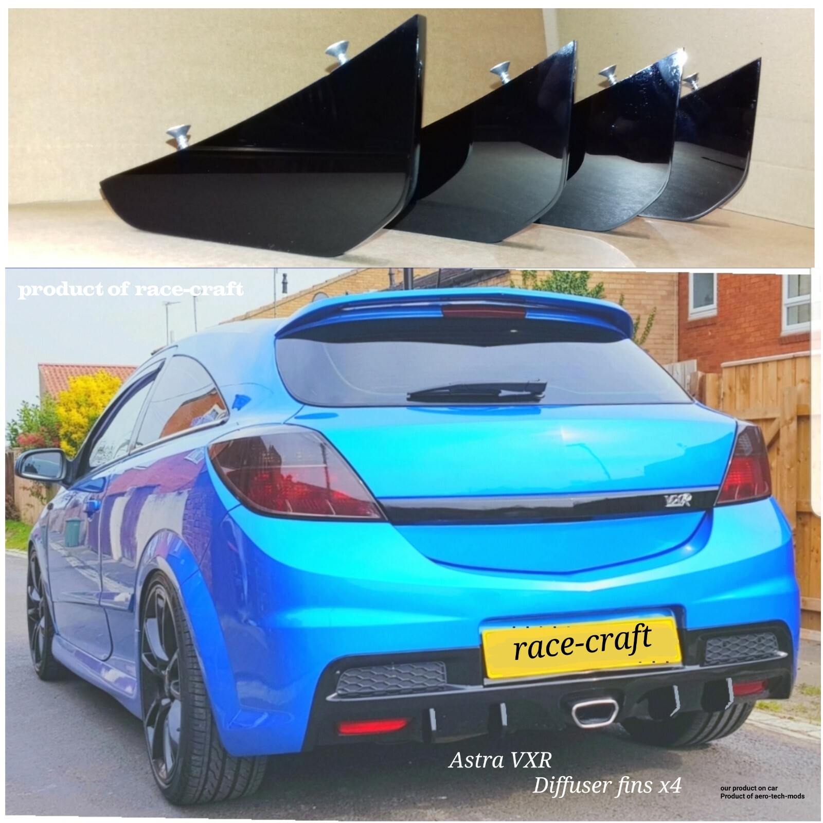 Vauxhall Astra VXR diffuser fins/race fins/diffuser/VXR bumper fins/GLOSS  vxr