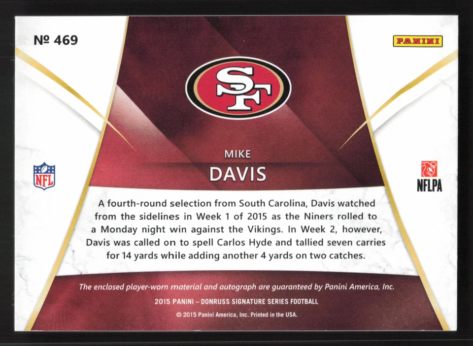 2015 Donruss Signature Series #469 Mike Davis - Image 2 of 2