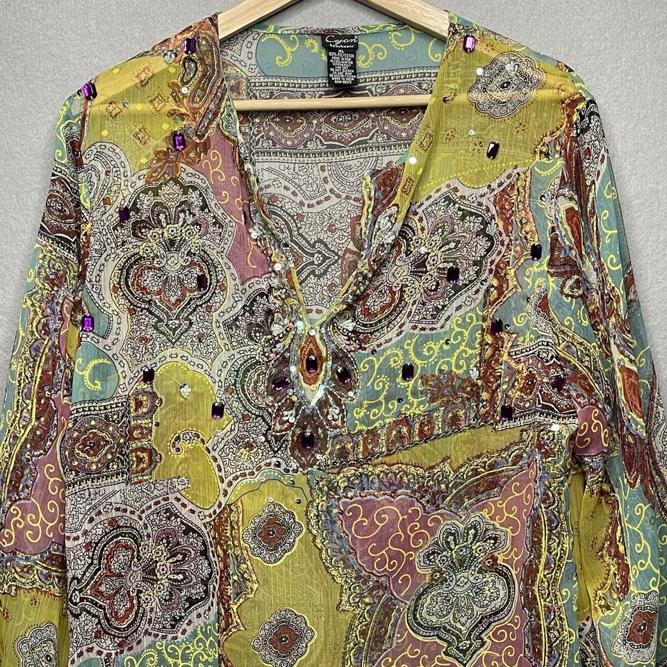 Top de playa Cejon Boho Paisley con cuentas transparente XL Foto 4 de 4