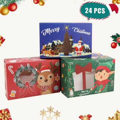 24PCS Christmas Party Paper Gift Box with Lids for Christmas Gifts
