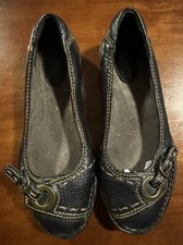 Clarks  82765 Black Leather Slip On Loafer Comfort Shoes Women's Size 6