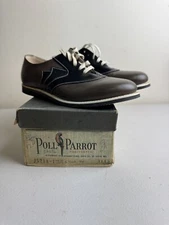 Vintage 1950’s Kids  Poll-Parrot Brown Oxfords Shoes With Box