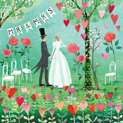 MILA MARQUIS*Postkarte*Glitzereffekt*Hochzeit*Paar*MR.&MRS*Rosenbogen*14x14cm