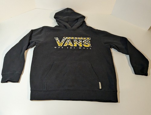 Vans Off The Wall Hoodie Black Checkerboard Flames Youth Kids Medium, Skateboard - Picture 5 of 14