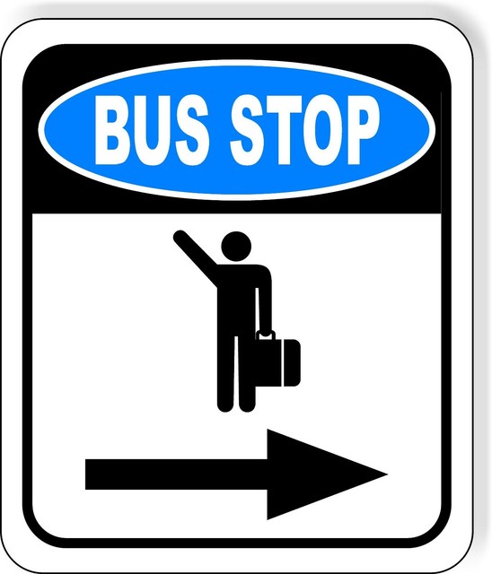 bus stop right arrow metal aluminum composite sign ebay