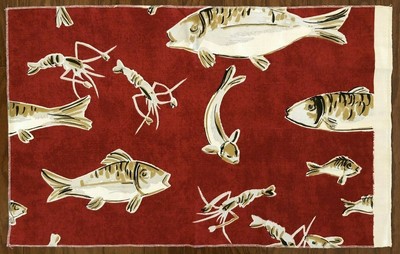 FIRST EDITIONS ''LE POISSON JAPONAIS''- Red,Silver & Gold Fish-26 3/4''W x 17 1/4''L