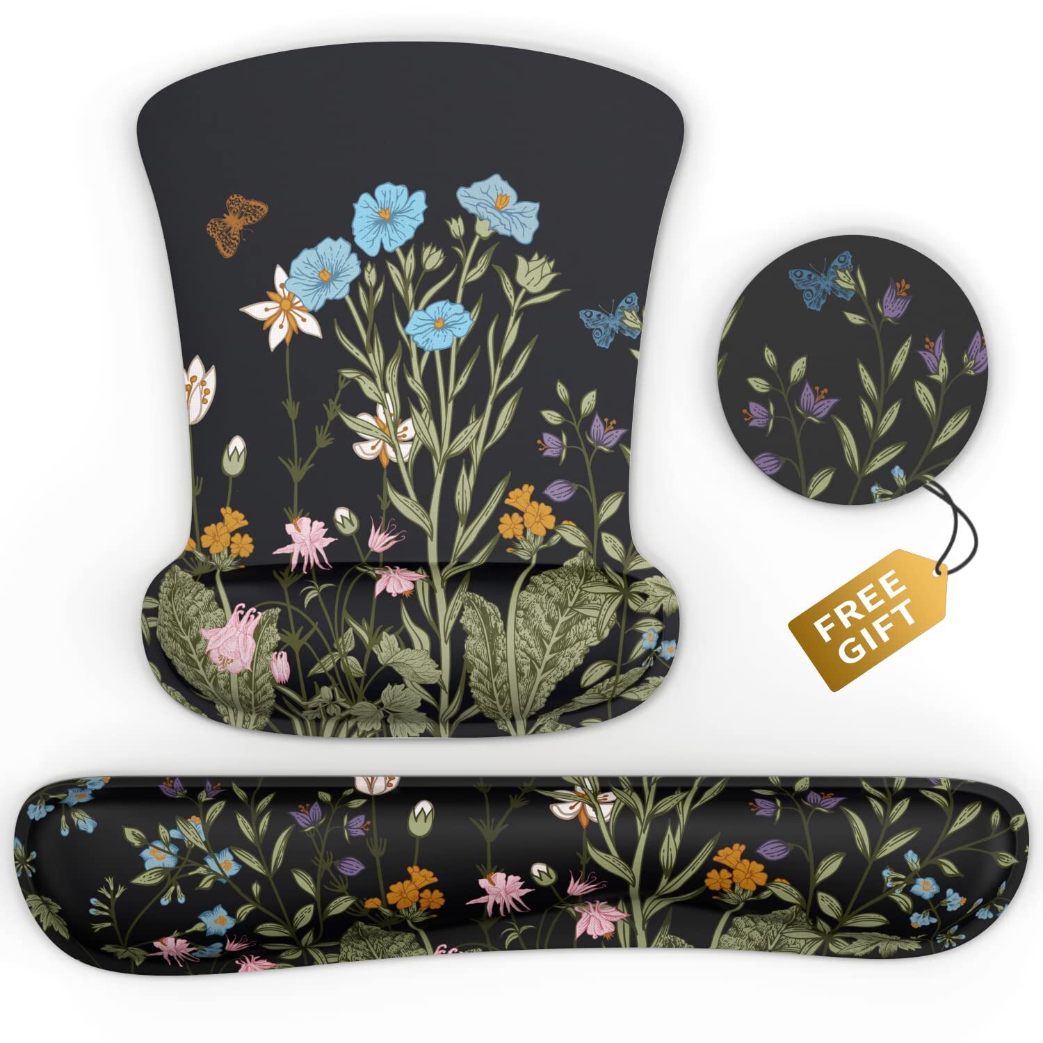 Keyboard Wrist Rest Support Ergonomic Mouse Pad Desk Memory Foam Keyboard Set...