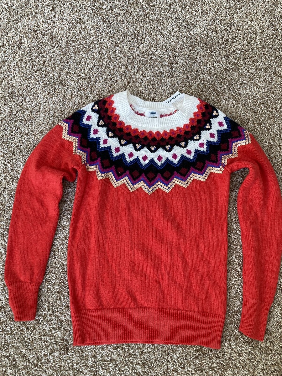 Old Navy Fair Isle Crew Neck Sweater Womens Size Small New With