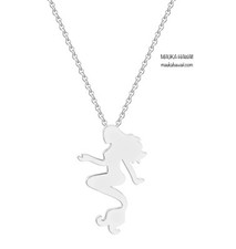 Stainless Ocean Mermaid Girl Silver Silhouette Pendant Necklace 18 in Chain New 