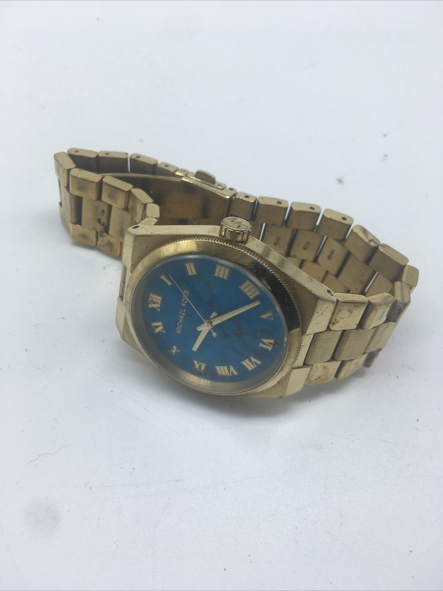 Michael Kors Womens MK-5894 Turquoise Dial Analog Gold Blue Formal