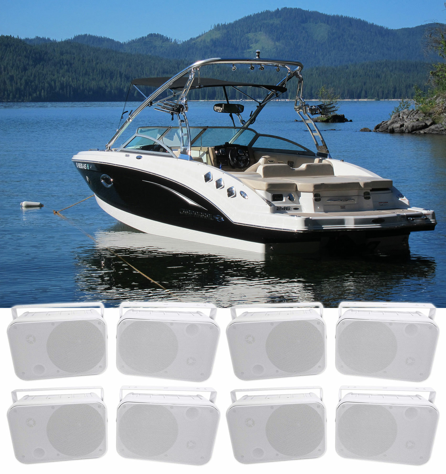 8 Rockville HP65S-8 65-дюймовые морские акустические системы с поворотным кронштейном для лодок 39690₽