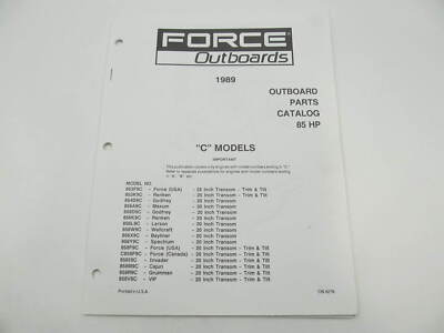 OB4278 Outboard Parts Catalog for Force 85 HP C Models 1989