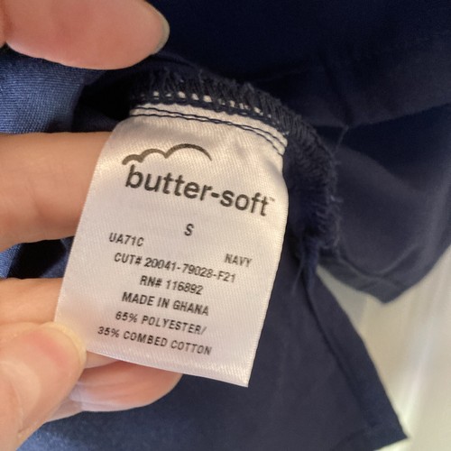 Butter-Soft Unisex Navy Blue Poly Cotton Scrub Top SZ Small - Picture 10 of 16