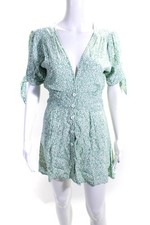 Faithfull The Brand Women's Short Sleeves Button Down Mini Dress Floral Size 2