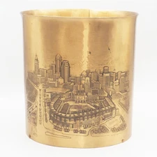 Wendell August Forge Waste Basket Trash Can Solid Bronze Jacobs Field Cleveland 