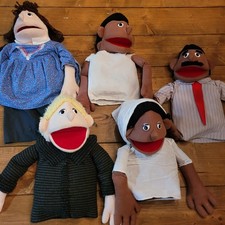 VTG One Way Street Large Professional Hand Puppet Lot Of 5 Male Female Foam 17"