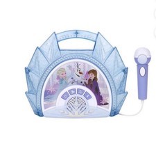 Disney Frozen Portable Karaoke System Light-Up with Microphone Blue White Purple