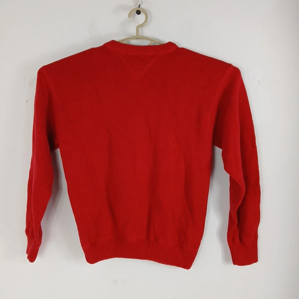 Suéter de Colección Años 90 Tommy Hilfiger Para Mujer Rojo Pesado Bordado Cresta Talla Grande Nuevo Foto 2 de 4