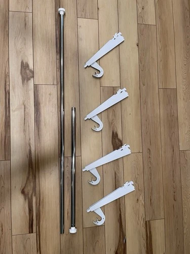 4x Rubbermaid 12.5” Shelf Bracket Double Slot & 4 Hangers w 6ft Closet Rod