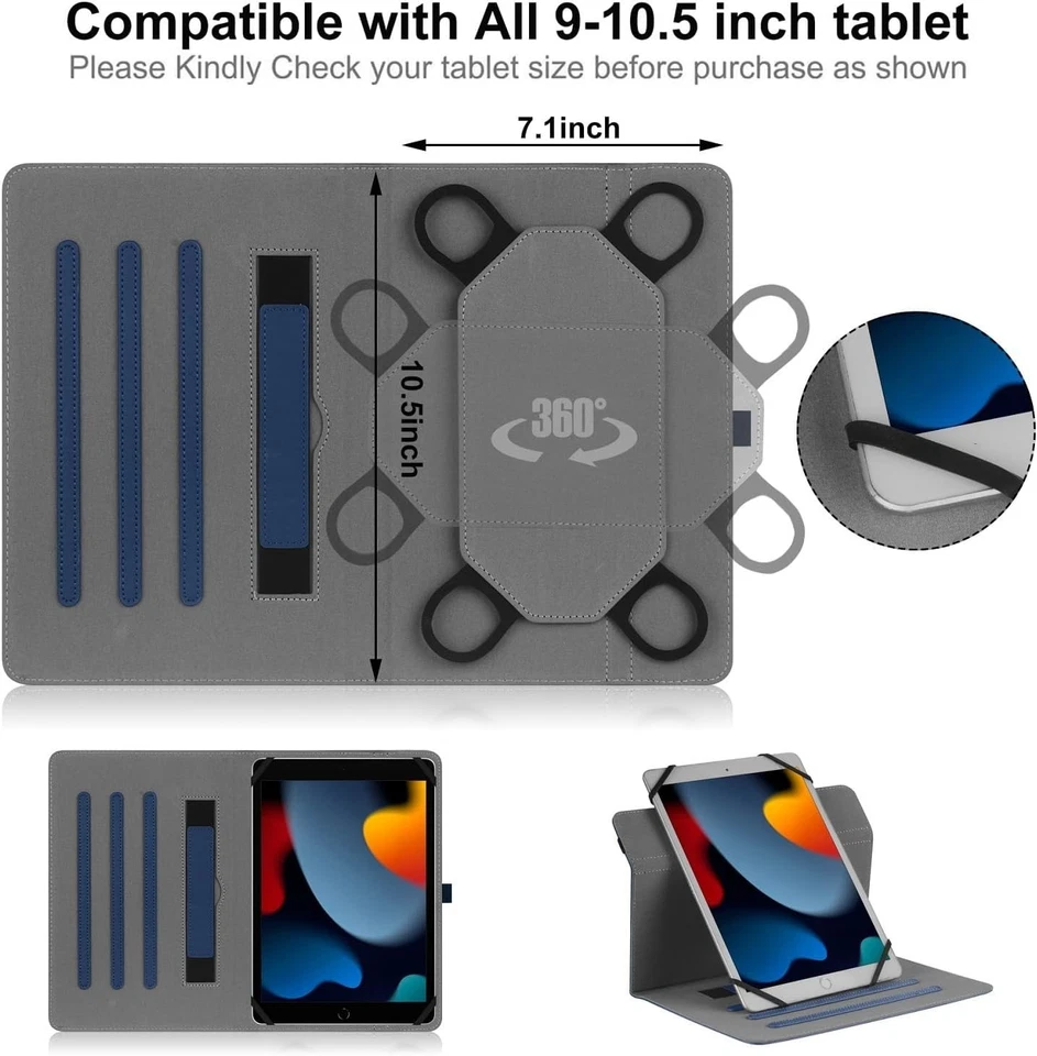 Funda Universal para Tablet de 9-11 Pulgadas con Folio Giratorio 360° y Soporte Multiángulo Foto 4 de 4