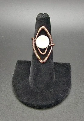 Anillo Botón Madreperla Vintage Pátina Cobre Foto 1 de 4