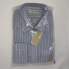 NWT Michael Kors Dress Shirt Men 17.5 34/35 XL Cameo Blue Striped Cotton