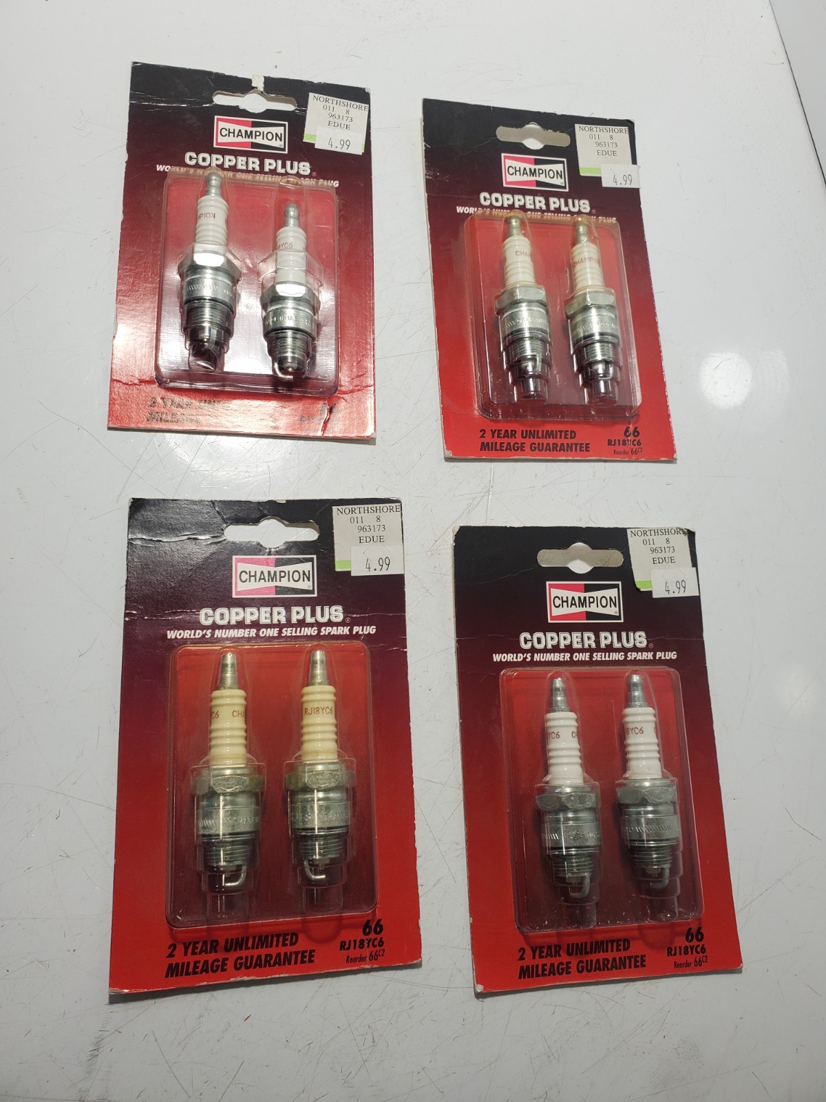 8 Champion Copper Plus Spark Plug 66 RJ18YC6 NOS