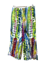Jams World Size L Cropped Pants Tribal Reef Multicolored Pull On Elastic Waist