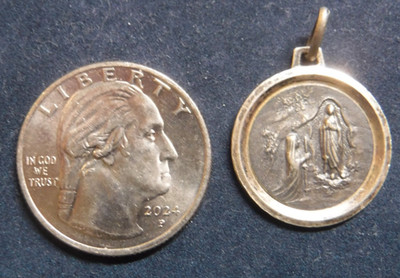 Our Lady of Lourdes Sterling Silver Scapular Medal