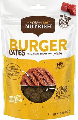 Rachael Ray Nutrish Burger Bites Real Meat Dog Treats, Beef Burger with Bison Re