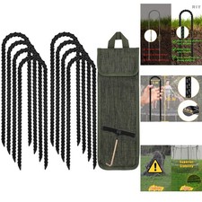 8pc Trampoline Stakes Heavy Duty Wind Anchors 12" Rebar U-Shape Ground Tent Pegs
