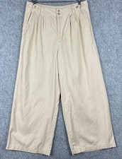 Madewell The Harlow Wide Leg Pant Womens 12P Cream Linen Blend Pleated Minimal