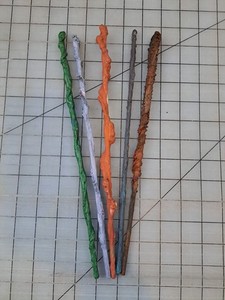 Handmade Painted Wood "Magic" Wands Set Of 5,  B
