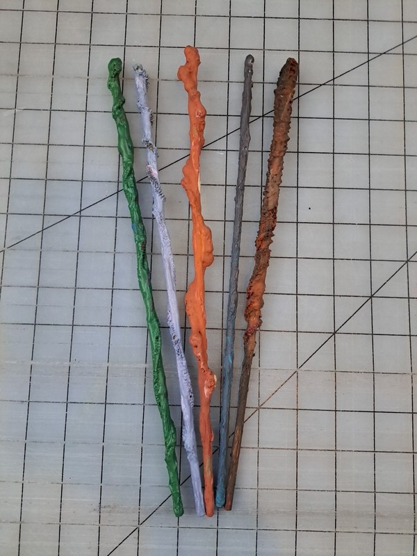 Handmade Painted Wood "Magic" Wands Set Of 5,  B