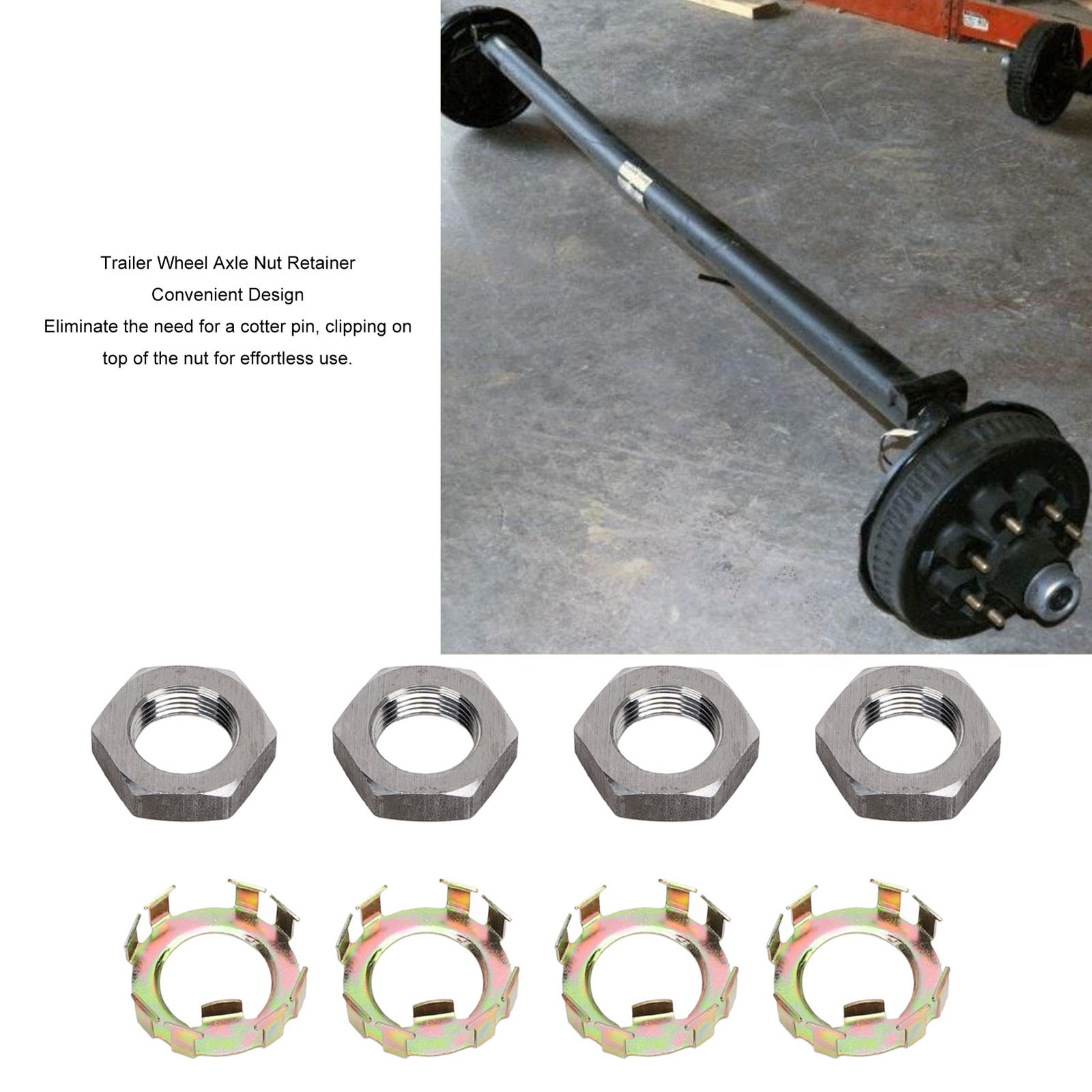 .Trailer Wheel Spindle Nut Retainer Metal Easy Installation Wheel Axle Nut