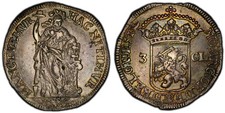 NETH. West Friesland 1694-(Ship) AR 3 Gulden, 60 Stuiver. PCGS Genuine Dav.-4963