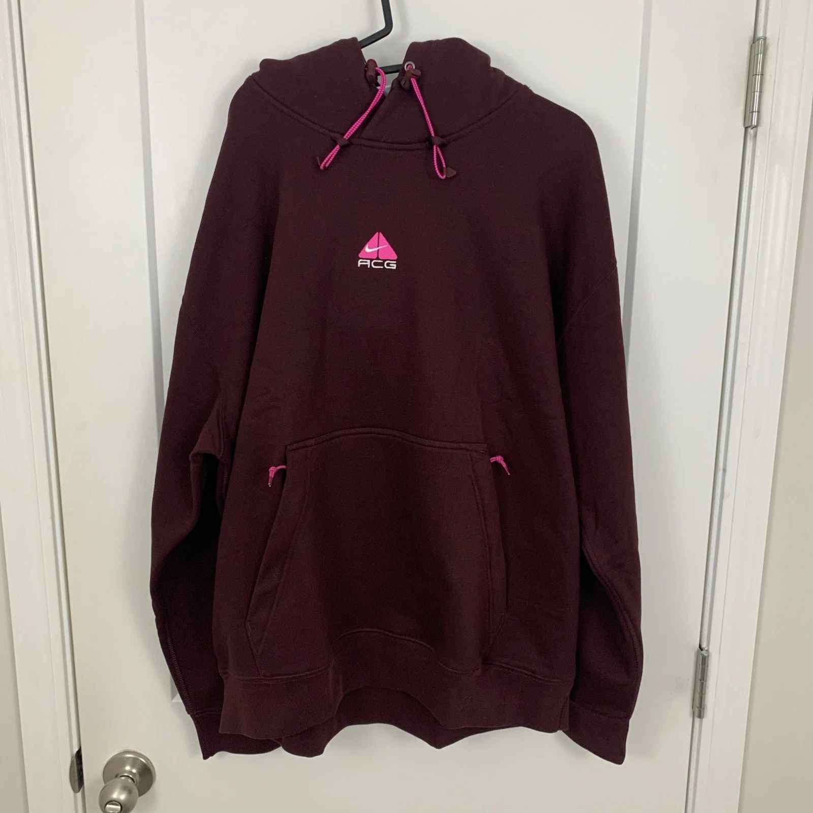 Nike ACG Hoodie Large Mens Therma-Fit Oversized Pullover Burgundy