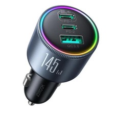 Joyroom CCN07 145W 3-Port Car Fast Charger DarkGrey with C TO C 100W Black Cable