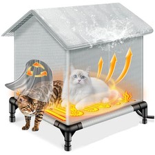 Insulated Heated Cat House for Outdoor Indoor Winter Cat Shelter with Heating Pa