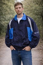Vintage 90s ROX Colorblock Windbreaker Jacket Men's L Blue Nylon Track